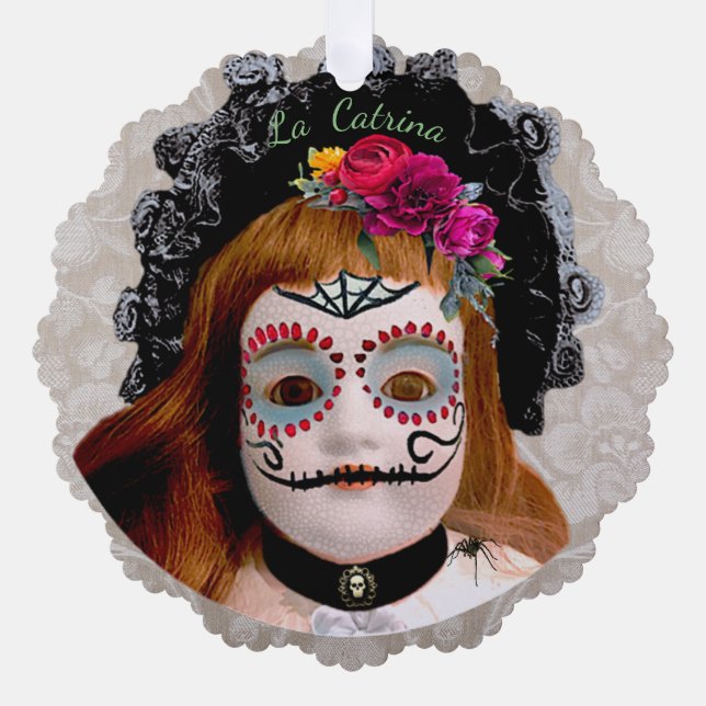 Dia de Muertos Doll Ornament Card (Front)