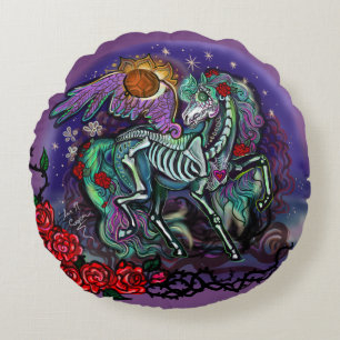 Día de Muertos Horse Round Pillow