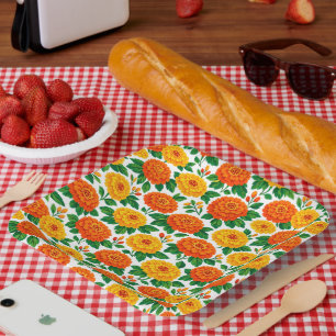 Dia de Muertos, Marigold Fiesta Square Plate