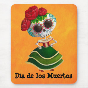 Dia de Muertos Mexican Miss Death Mouse Pad