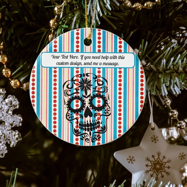 Día de Muertos Mexican Sugar Skull Day of the Dead Ceramic Ornament (Creator Uploaded)