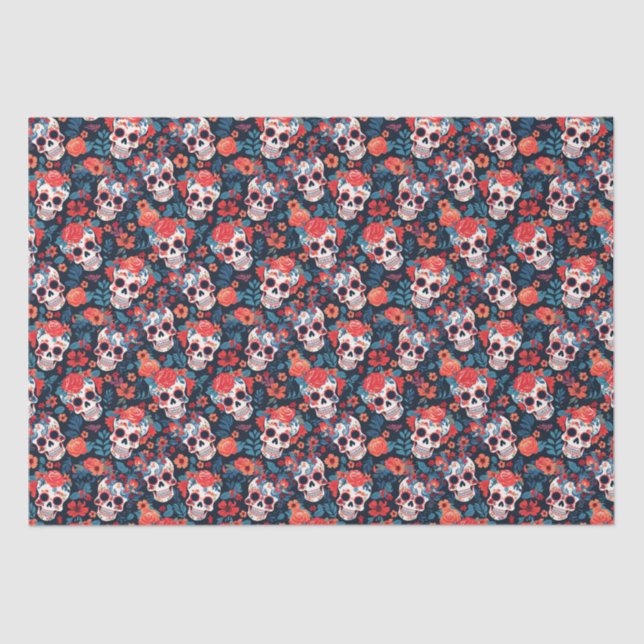 💀Día de Muertos, sugar skulls Tissue Paper (Front)