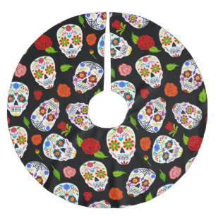 Dia Los Muertos: sugar skulls pattern. Brushed Polyester Tree Skirt