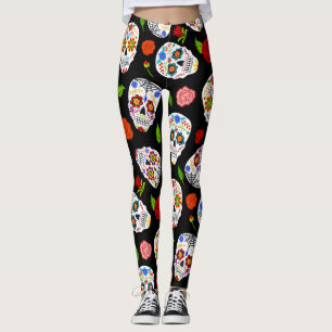 Dia Los Muertos: sugar skulls pattern. Leggings