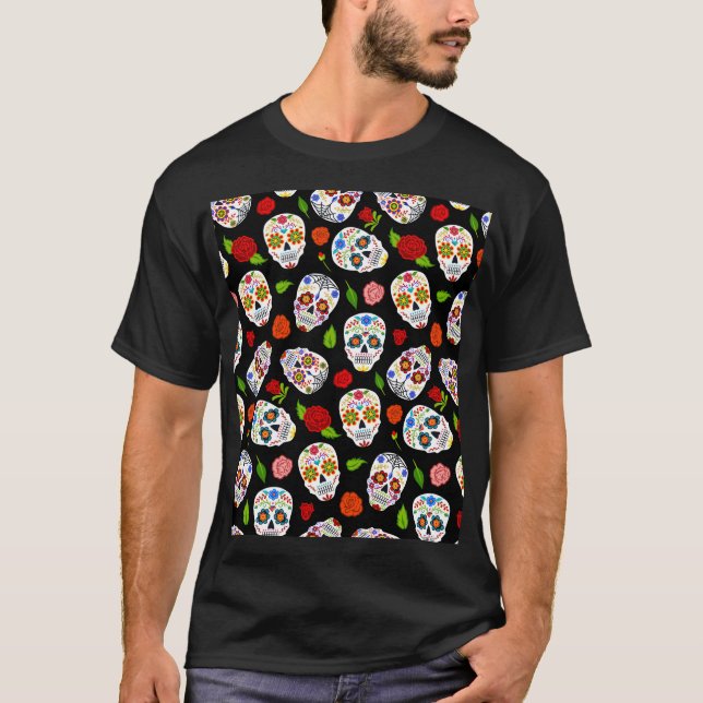 Dia Los Muertos: sugar skulls pattern. T-Shirt (Front)