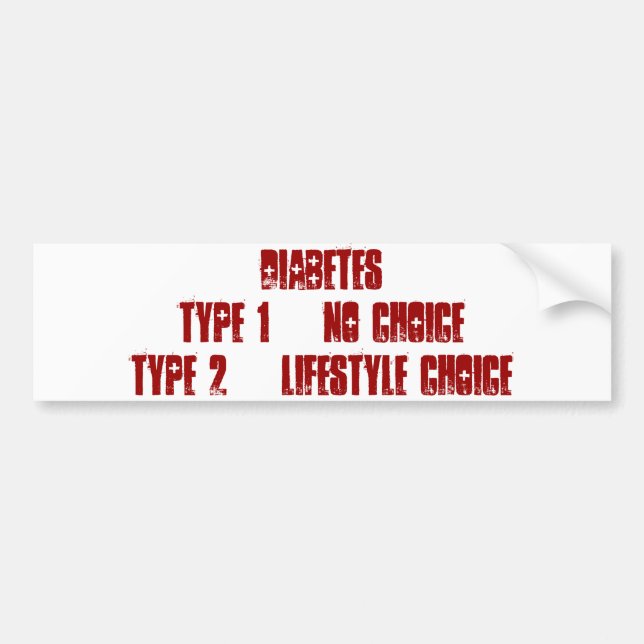 Diabetes 1 vs 2 bumpersticker bumper sticker (Front)
