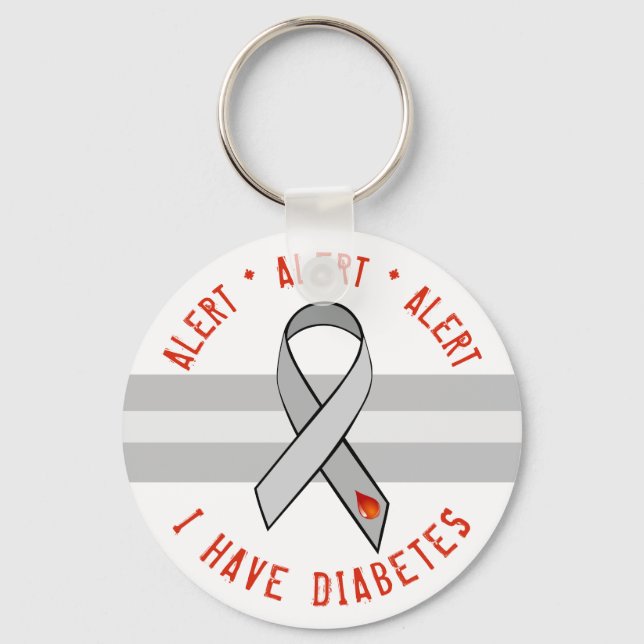 Diabetes Alert Key Chain Awareness Ribbon (Front)