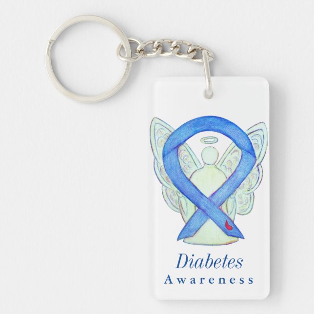 Diabetes Angel Awareness Ribbon Custom Key Chain (Front)