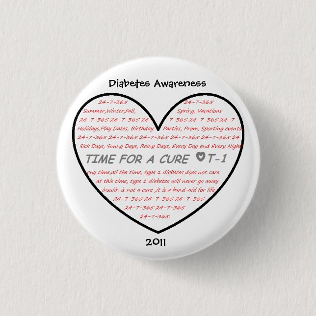Diabetes Awareness 2011 1 Inch Round Button (Front)