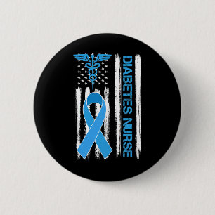 Diabetes Awareness American Flag Diabetes Nurse 2 Inch Round Button