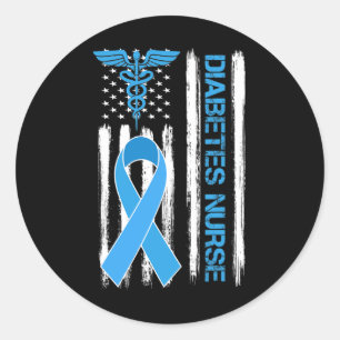 Diabetes Awareness American Flag Diabetes Nurse Classic Round Sticker
