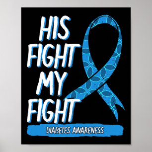 Diabetes Awareness Blue Fight Ribbon DM Diabetic G Poster