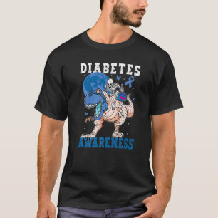 Diabetes Awareness Blue Kids Toddler Trex rex Dino T-Shirt