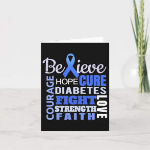 Diabetes Awareness Blue Ribbon Diabetes Word Card