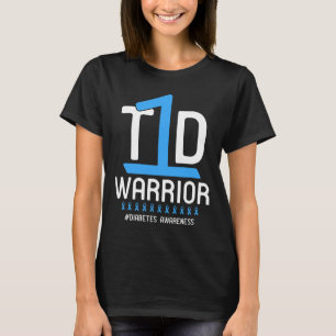 Diabetes Awareness Blue Ribbon T1D Warrior 1 T-Shirt