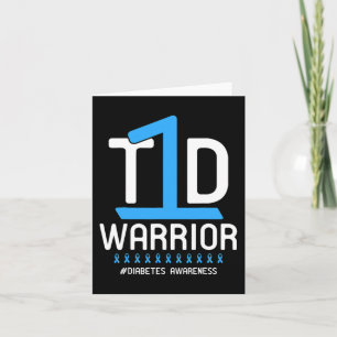 Diabetes Awareness Blue Ribbon T1D Warrior  Card