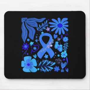 Diabetes Awareness Boho Floral Blue Ribbon Diabeti Mouse Pad