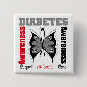 Diabetes Awareness Butterfly 2 Inch Square Button