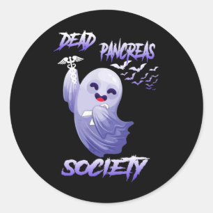 Diabetes Awareness Dead Pancreas Society Ghost Hal Classic Round Sticker