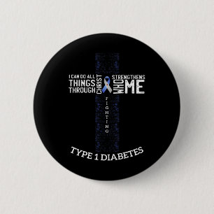 Diabetes Awareness Diabetic Warrior Gift Tee 2 Inch Round Button