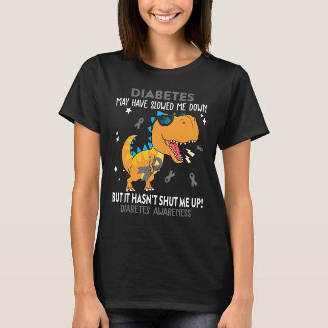 Diabetes Awareness Dinosaur  Diabetes Warrior T-Shirt (Front)