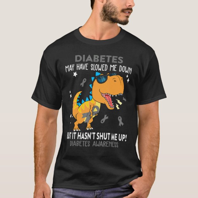 Diabetes Awareness Dinosaur  Diabetes Warrior T-Shirt (Front)