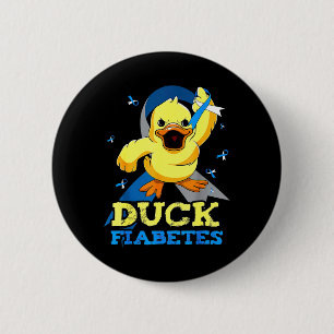 Diabetes Awareness Duck Fiabetes For Mens 2 Inch Round Button
