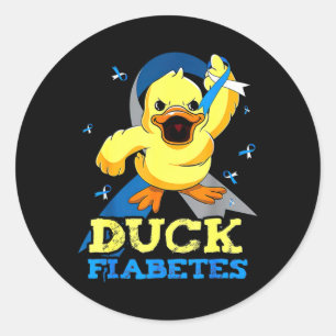 Diabetes Awareness Duck Fiabetes For Mens Classic Round Sticker