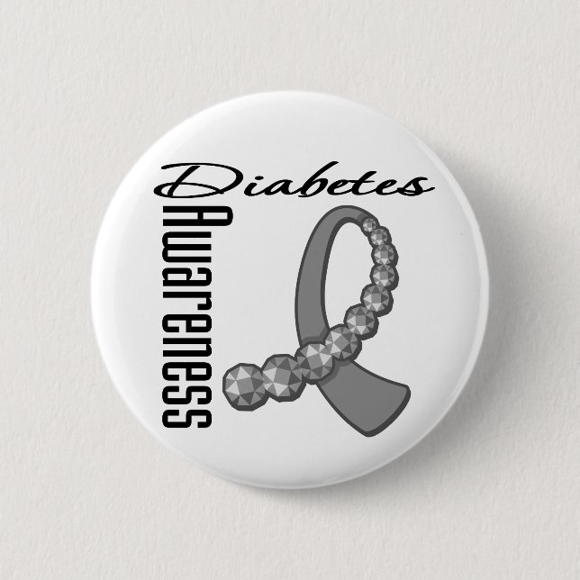 Diabetes Awareness Gemstone Ribbon 2 Inch Round Button (Front)