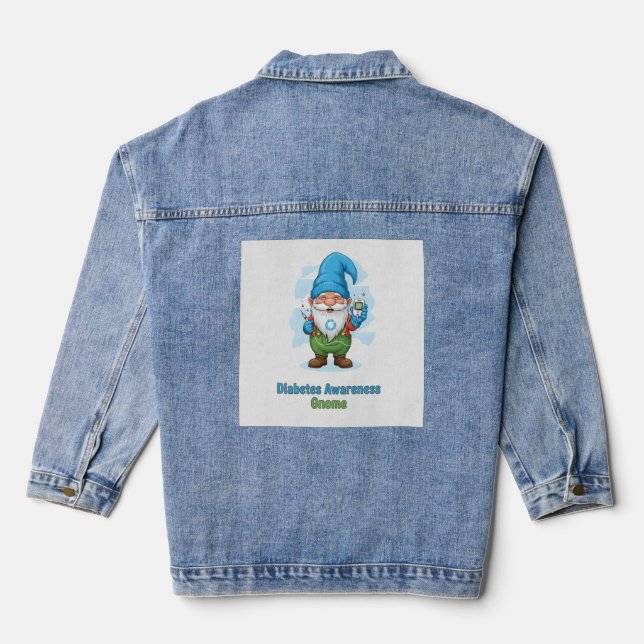 Diabetes Awareness Gnome PNG | Cute Diabetes  Denim Jacket (Back)