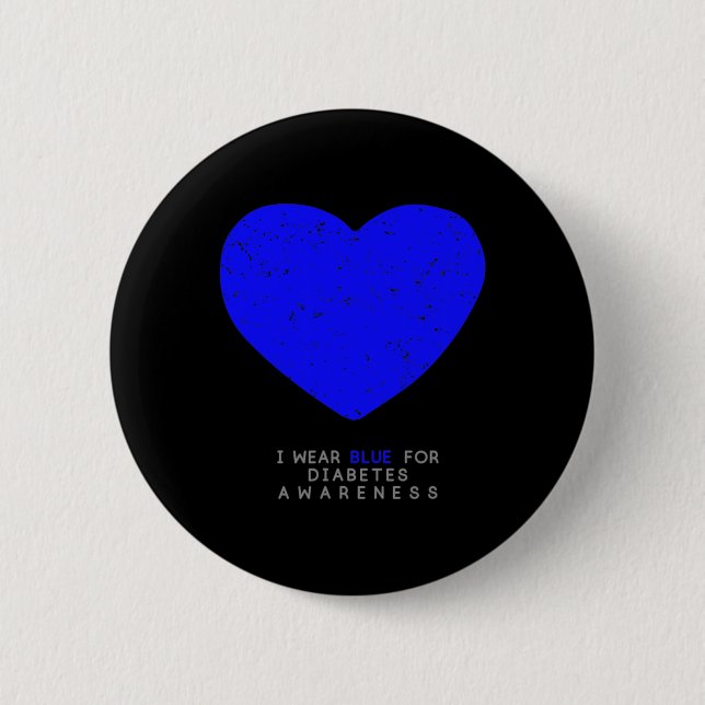 Diabetes Awareness Heart  2 Inch Round Button (Front)