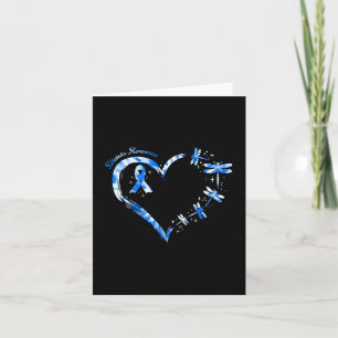 Diabetes Awareness Heart Dragonflies Blue Ribbon W Card