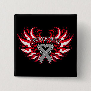 Diabetes Awareness Heart Wings.png 2 Inch Square Button
