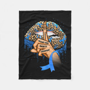 Diabetes Awareness Leopard Lips Blue Ribbon Warrio Fleece Blanket