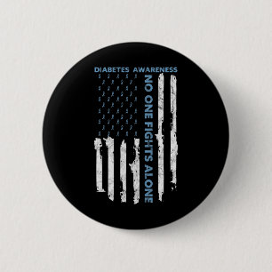 Diabetes Awareness Month American Flag Warrior T1  2 Inch Round Button