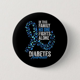 Diabetes Awareness Month Butterflies Blue Ribbon  2 Inch Round Button