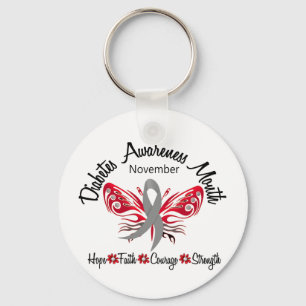 Diabetes Awareness Month Butterfly 3.2 Keychain