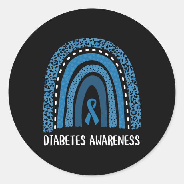 Diabetes Awareness Month Retro Rainbow T1 T2 1  Classic Round Sticker (Front)