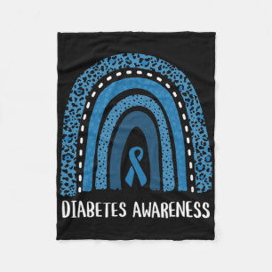Diabetes Awareness Month Retro Rainbow T1 T2 1 Fleece Blanket