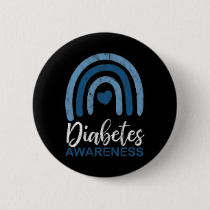 Diabetes Awareness Month Retro Rainbow T1 T2 2 Inch Round Button