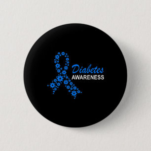 Diabetes Awareness Month Ribbon Flowers Women 2 Inch Round Button
