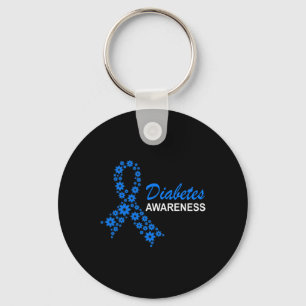 Diabetes Awareness Month Ribbon Flowers Women  Keychain