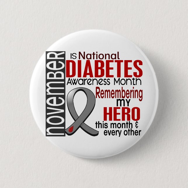 Diabetes Awareness Month Ribbon I2.2 2 Inch Round Button (Front)