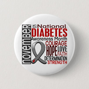 Diabetes Awareness Month Ribbon I2.3 2 Inch Round Button