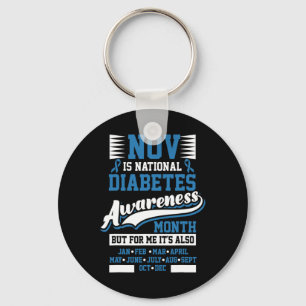Diabetes Awareness Month T1 T2  Keychain