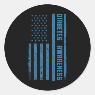 Diabetes Awareness Month Vintage American Flag T1 Classic Round Sticker
