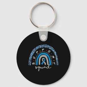 Diabetes Awareness Rainbow Leopard Support Squad B Keychain