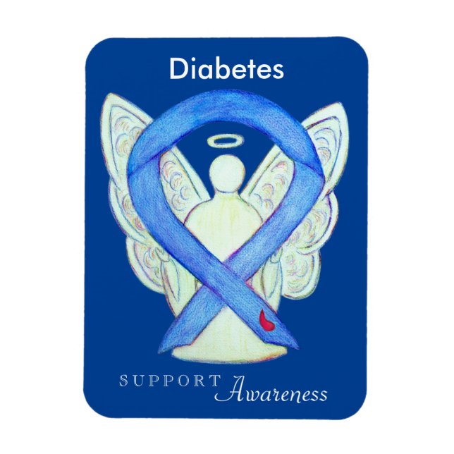 Diabetes Awareness Ribbon Angel Art Fridge Magnet (Vertical)