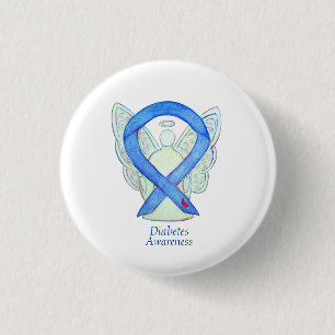 Diabetes Awareness Ribbon Angel Custom Label Pin