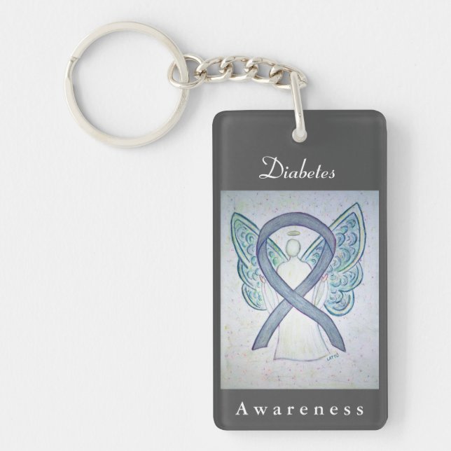 Diabetes Awareness Ribbon Angel Key Chain (Front)